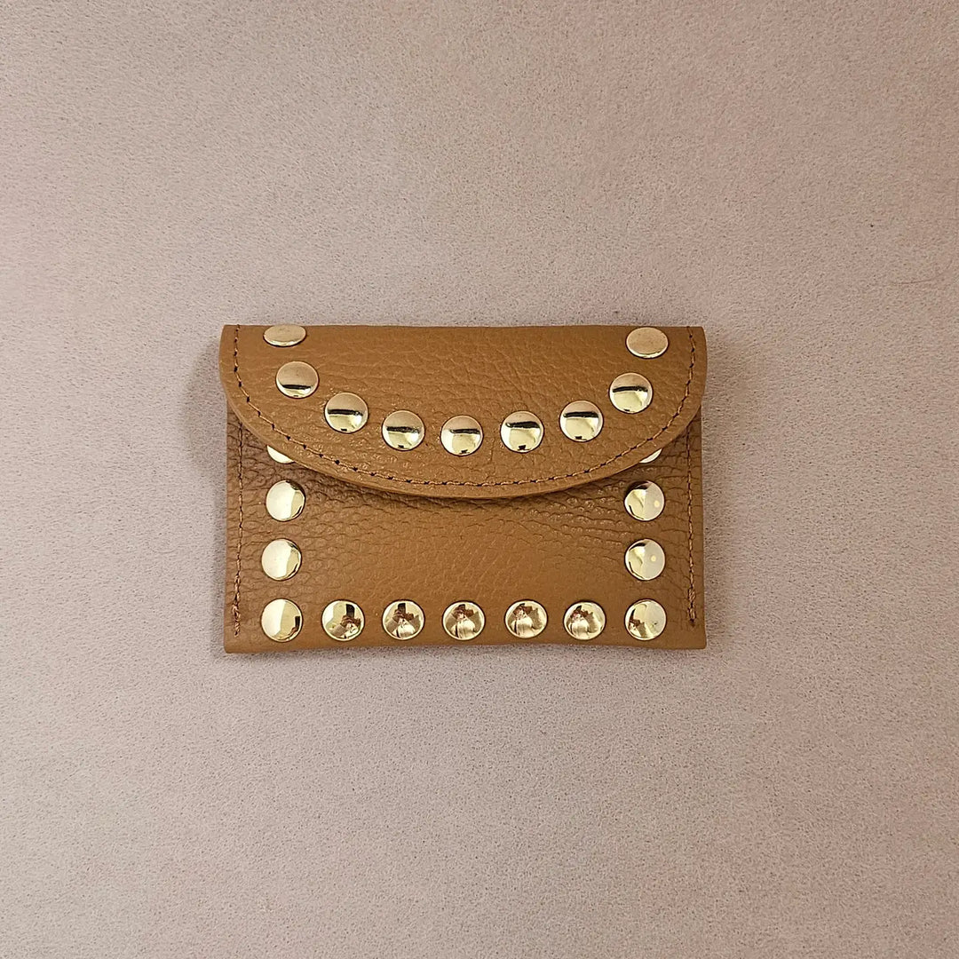 Porte-carte cuir clouté Rock - Couleur au choix