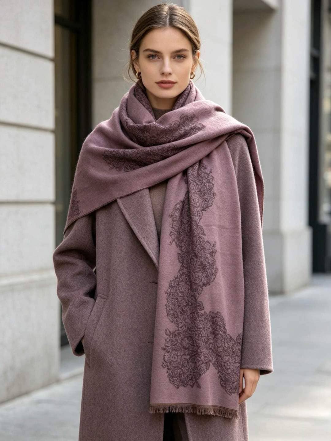 Écharpe imprimé Rose Poudré