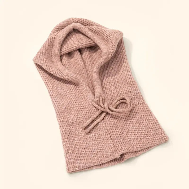 Cagoule Camel en laine à nouer