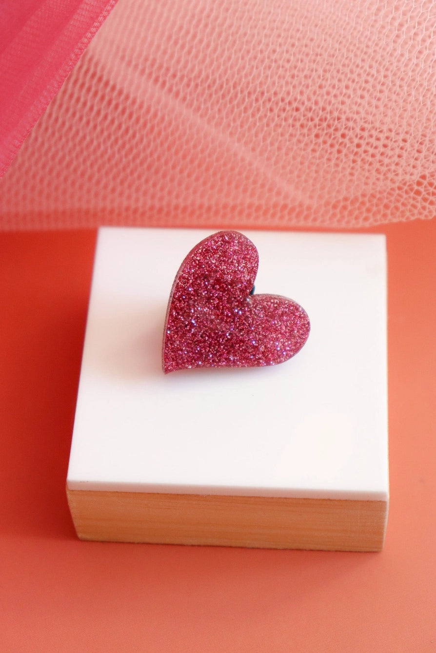 Pin's Coeur Paillettes rose
