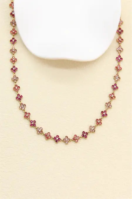 Collier  – Trèfle Fuchsia