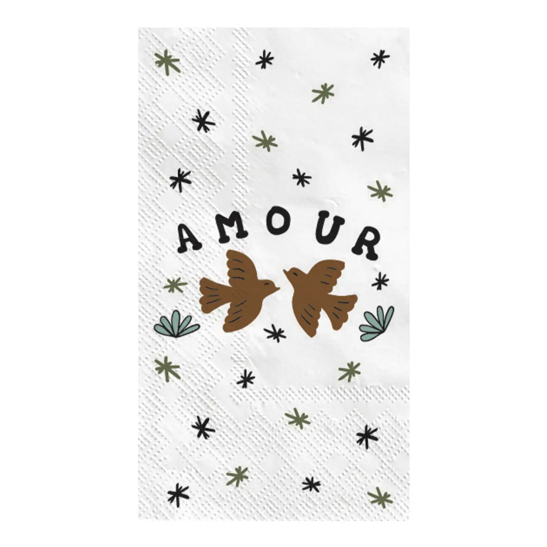 Serviette papier rectangle amour oiseaux