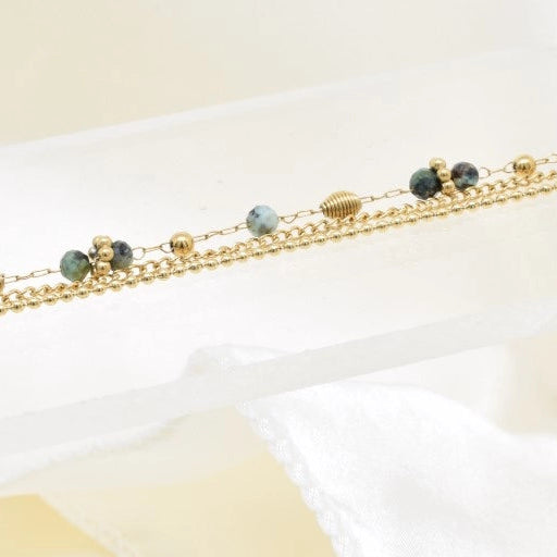 Bracelet doré - Lyly Turquoise Africaine