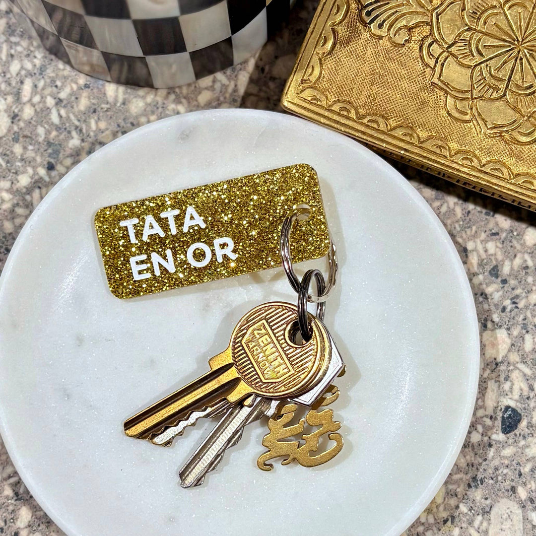 Porte-clés à paillettes - TATA EN OR