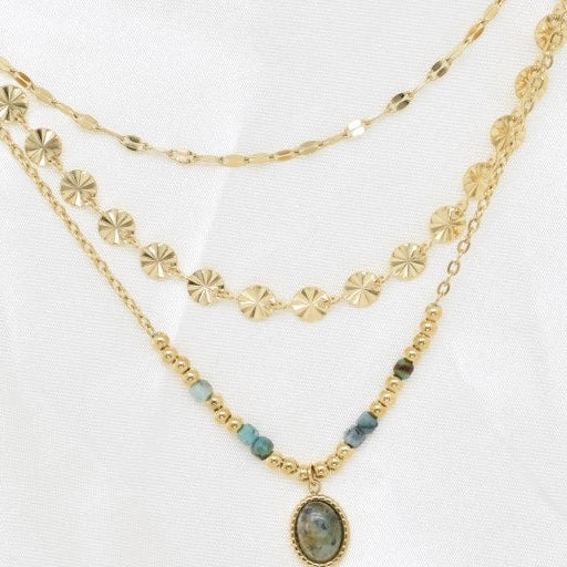 Collier doré - Sophia Turquoise Africaine