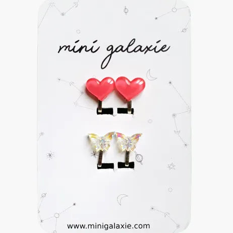 Boucles d'oreilles clips - Coeurs & Papillons