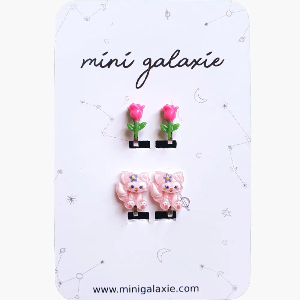 Boucles d'oreilles clips - Roses & Renards