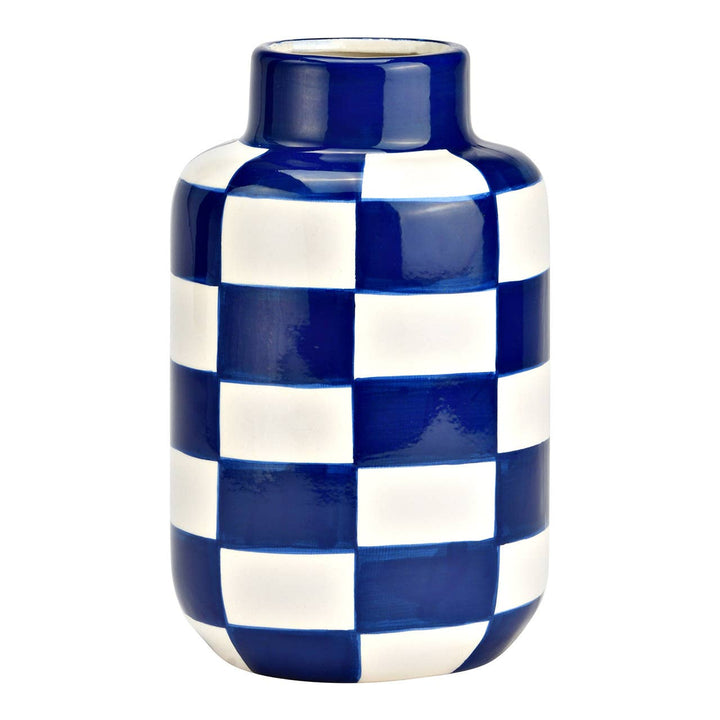 Vase à carreaux bleu et blanc