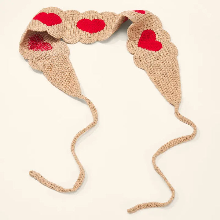 Bandeau en crochet - bicolore à petit cœur