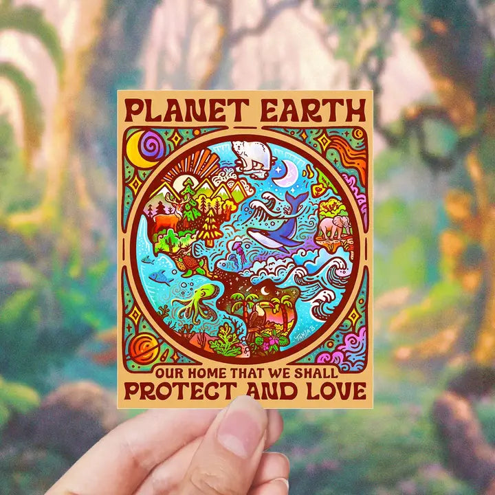 Stickers - Planète Terre, protège et aime