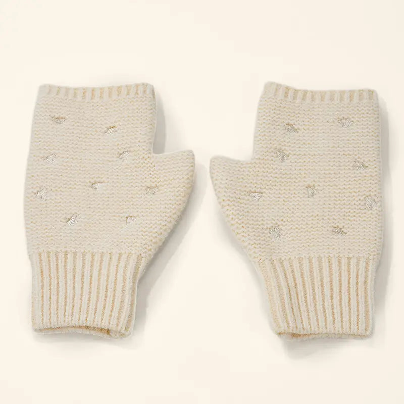 Mitaine Blanc Motifs petits cœur