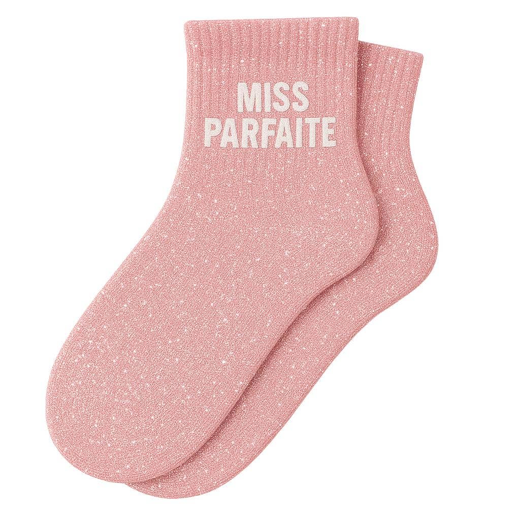 Chaussettes Courtes à Paillettes "Miss Parfaite" Rose