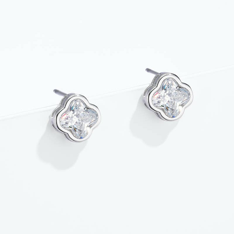 Boucles d'oreille - Trèfle argenté