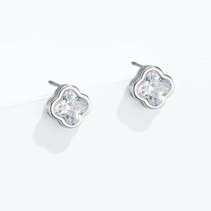 Boucles d'oreille - Trèfle argenté