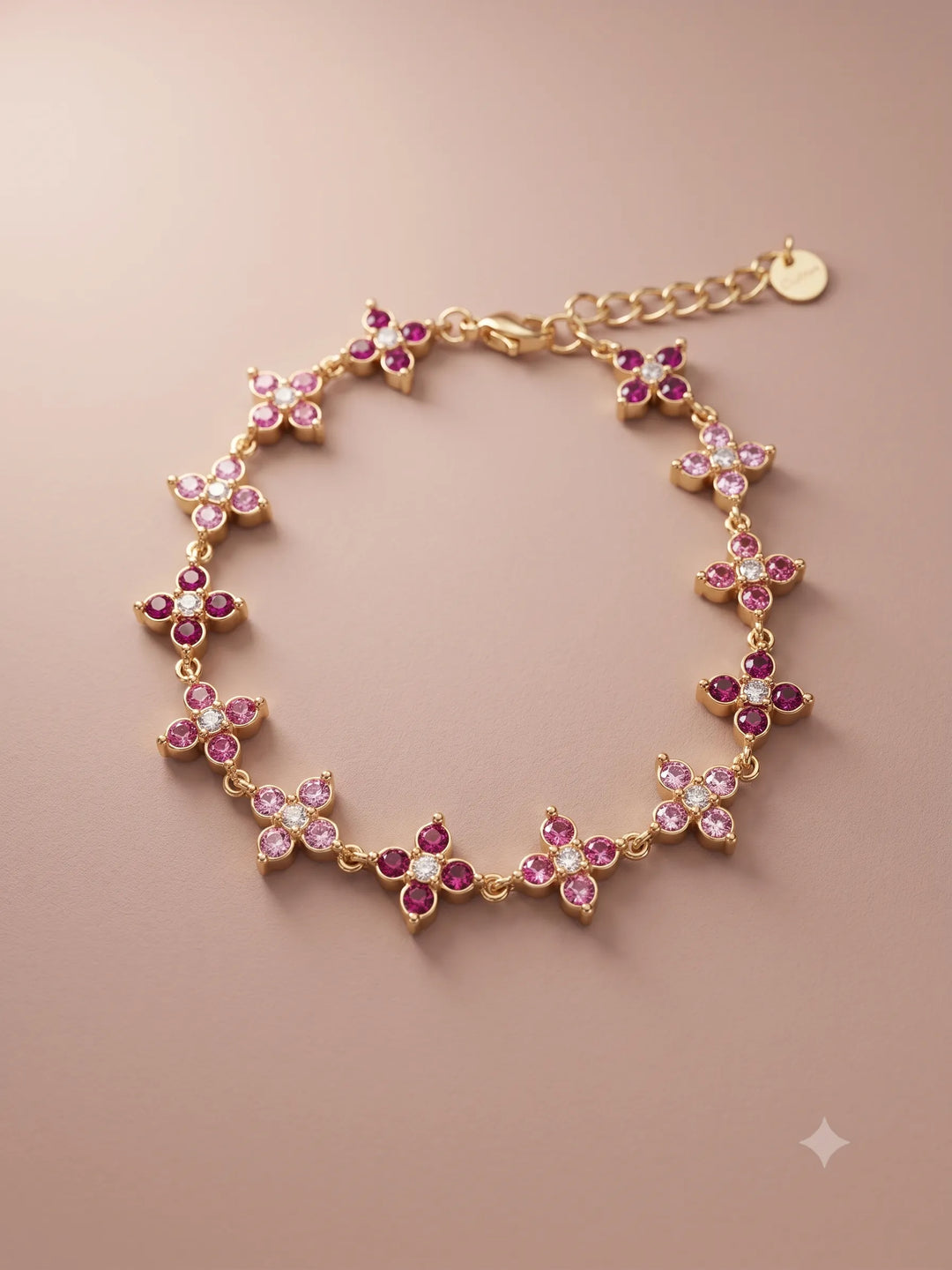 Bracelet Fleur Doré - Rose