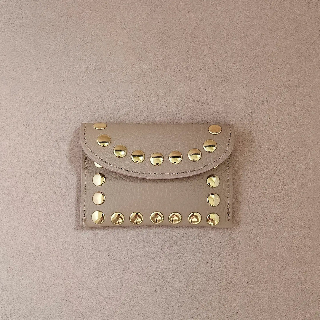 Porte-carte cuir clouté Rock - Couleur au choix