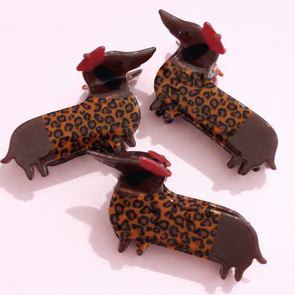 Pince à cheveux - Teckel léopard