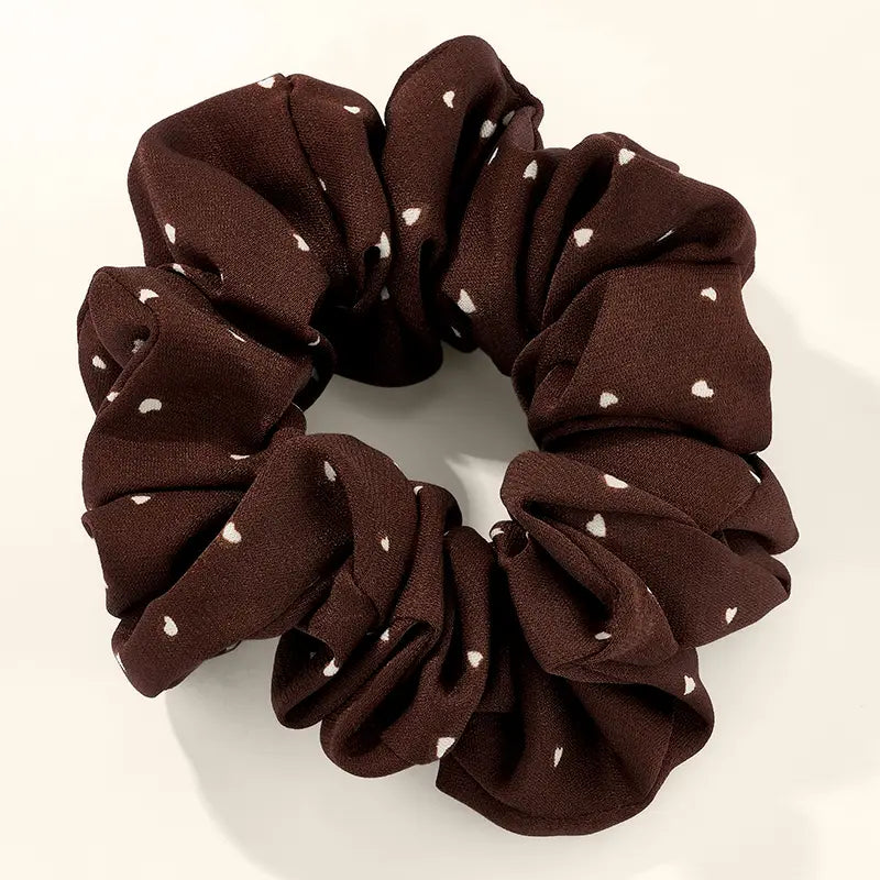 Chouchou imprimé petit coeur marron