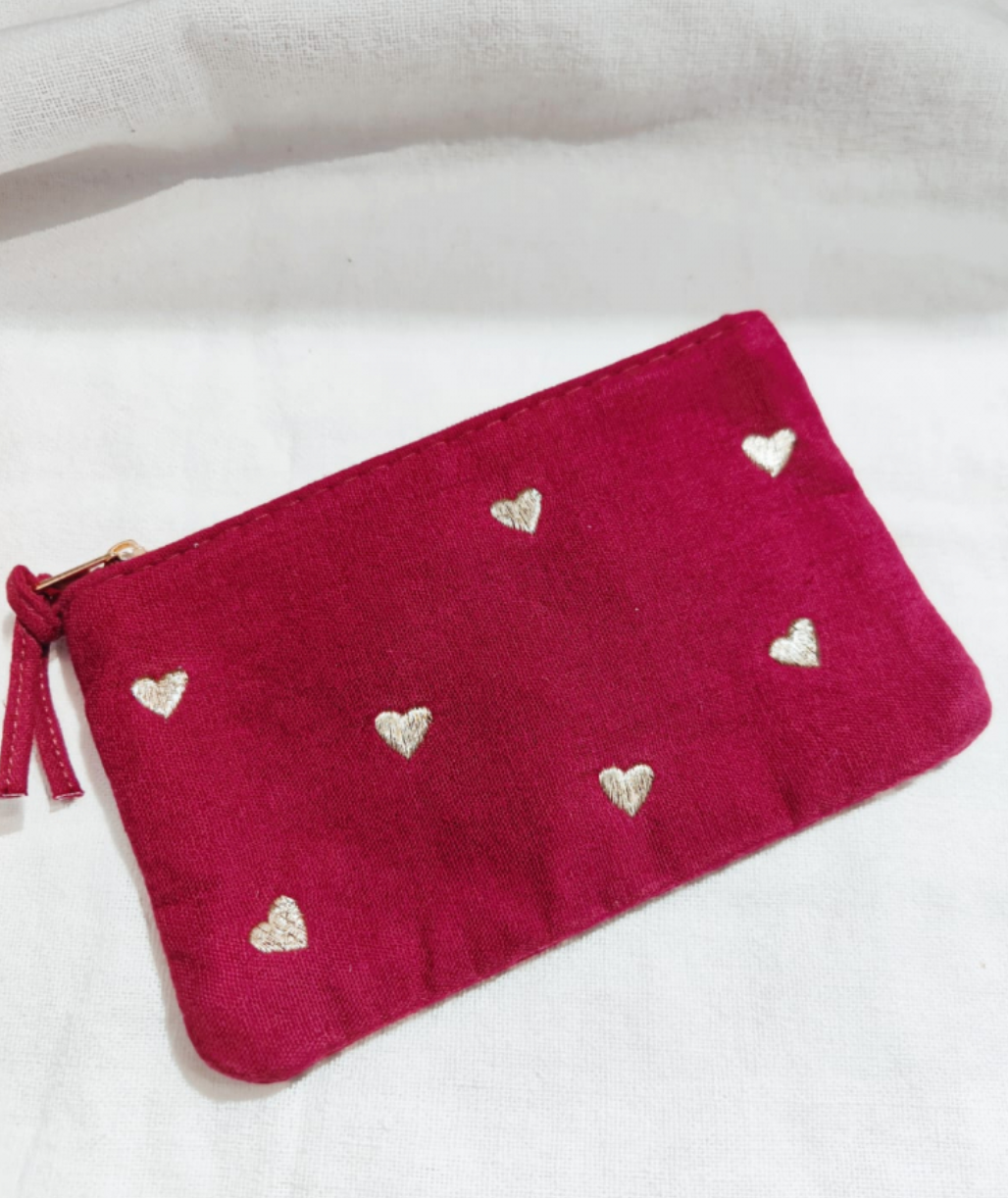 Pochette coeur Bordeau