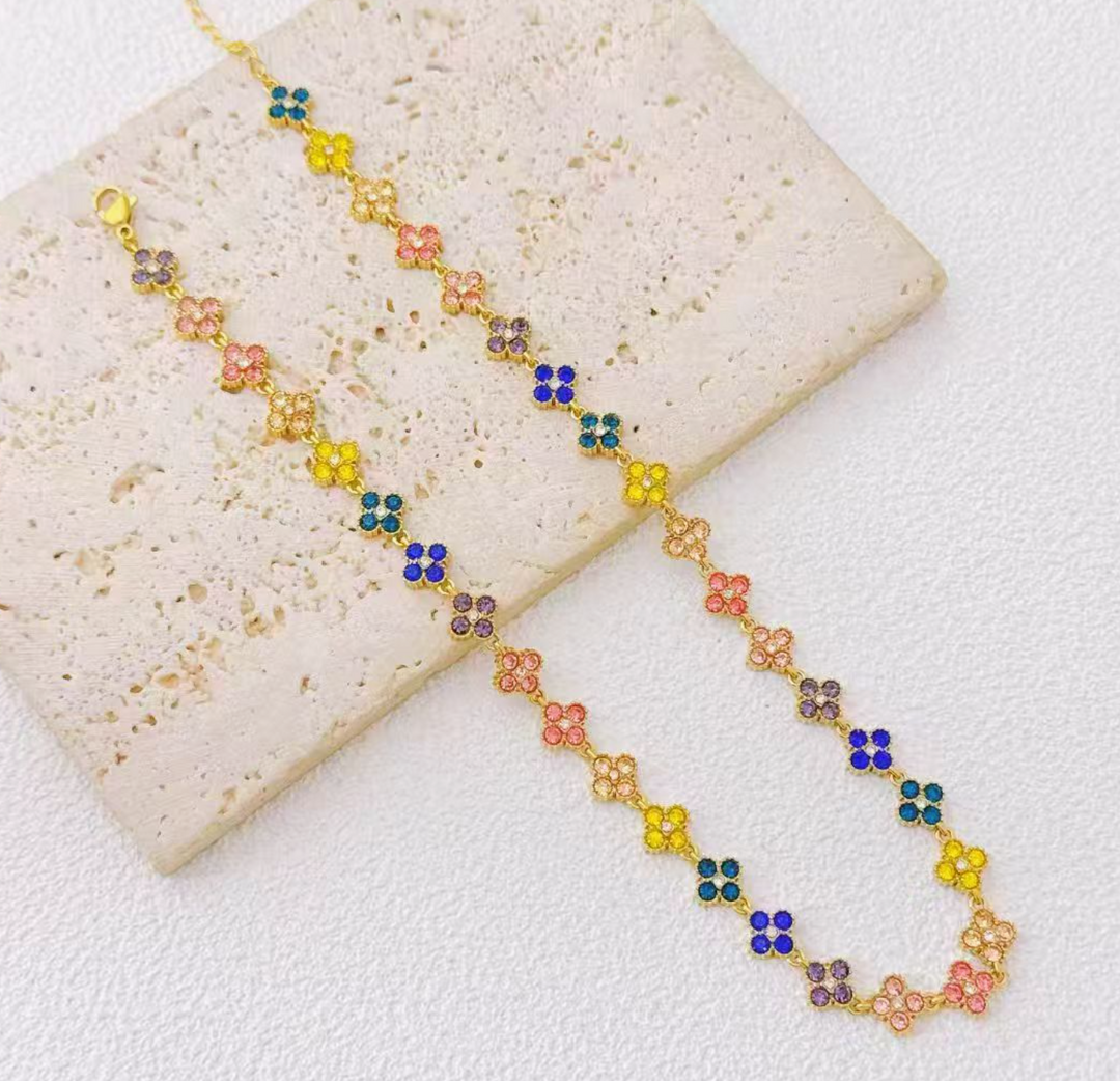 Collier – Trèfle Doré Multicolor
