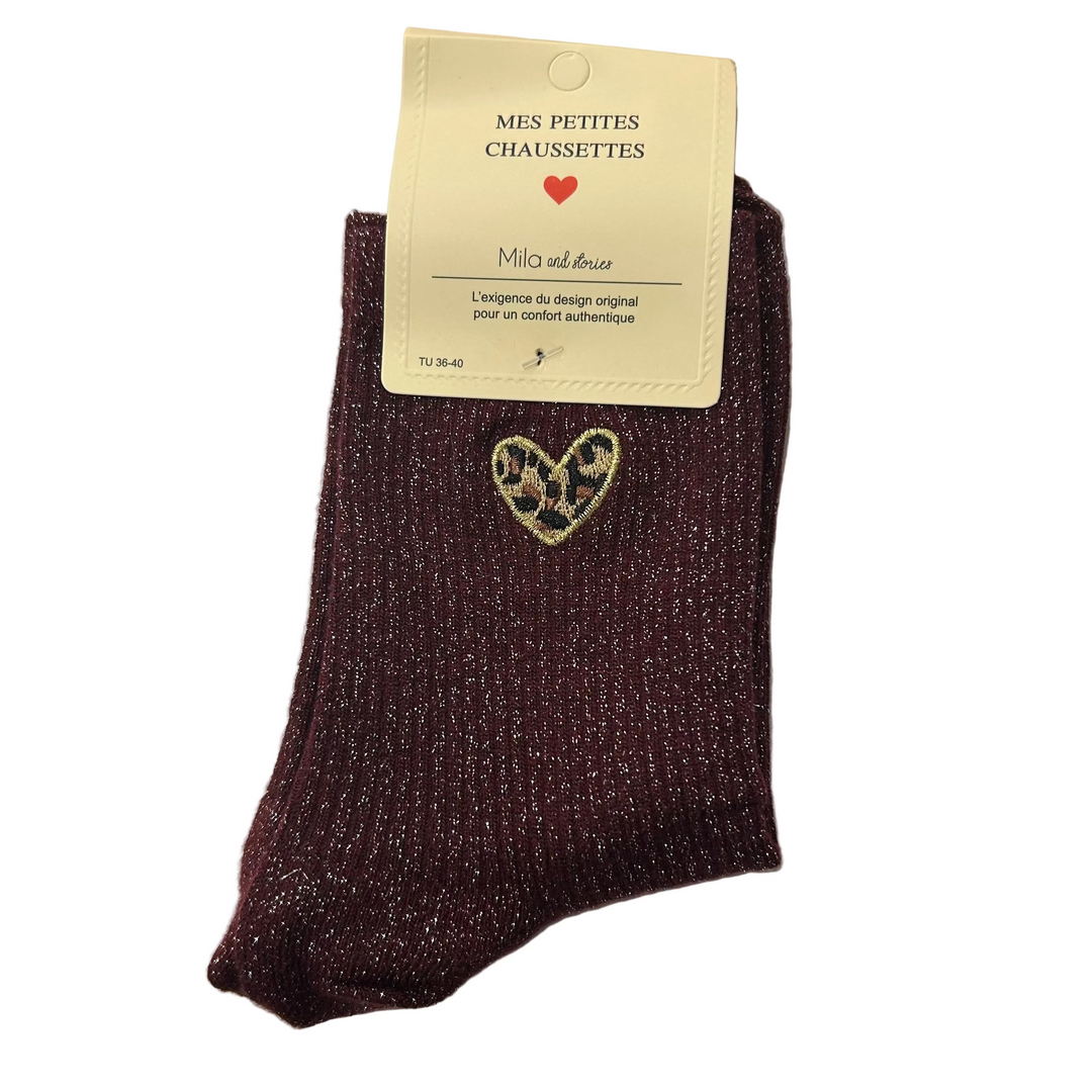 Chaussettes Léopard - Bordeaux