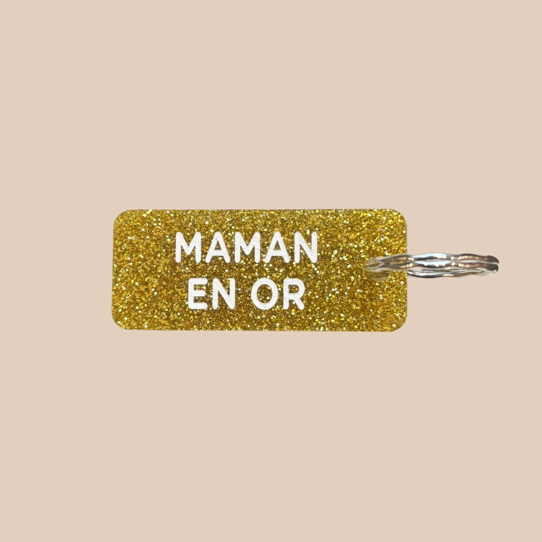 Porte-clés à paillettes - MAMAN EN OR