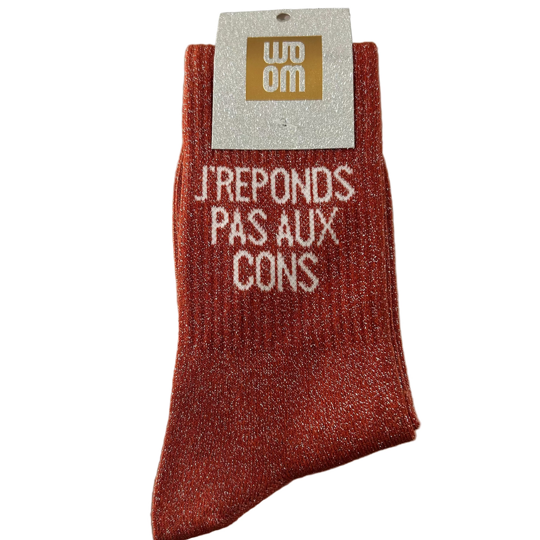 Chaussettes à Paillettes "J'répond pas aux Cons" Roobios