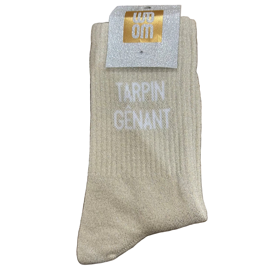 Chaussettes à Paillettes "Tarpin Gênant" Beige