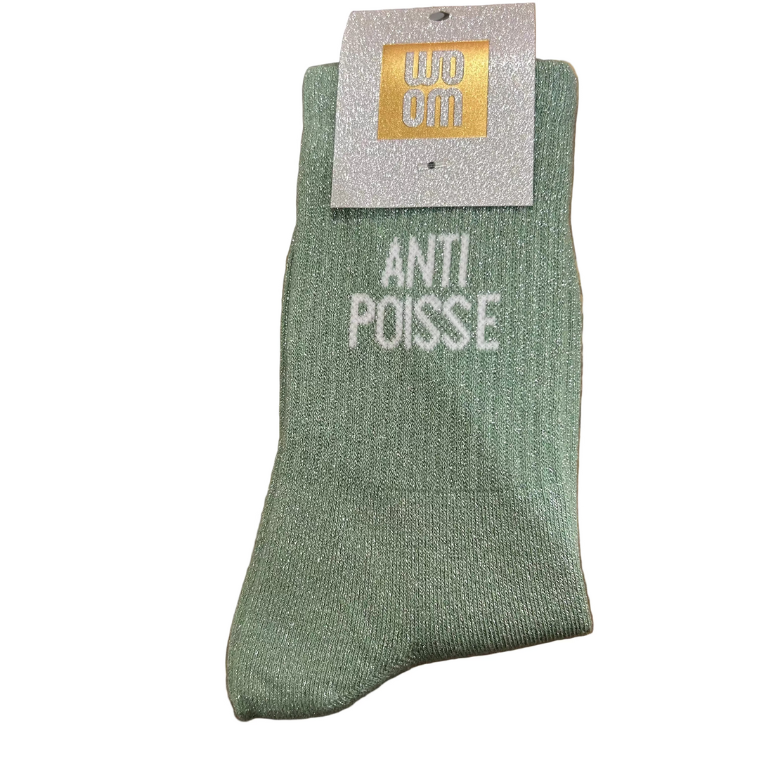 Chaussettes à Paillettes "Anti Poisse" Vert Amande