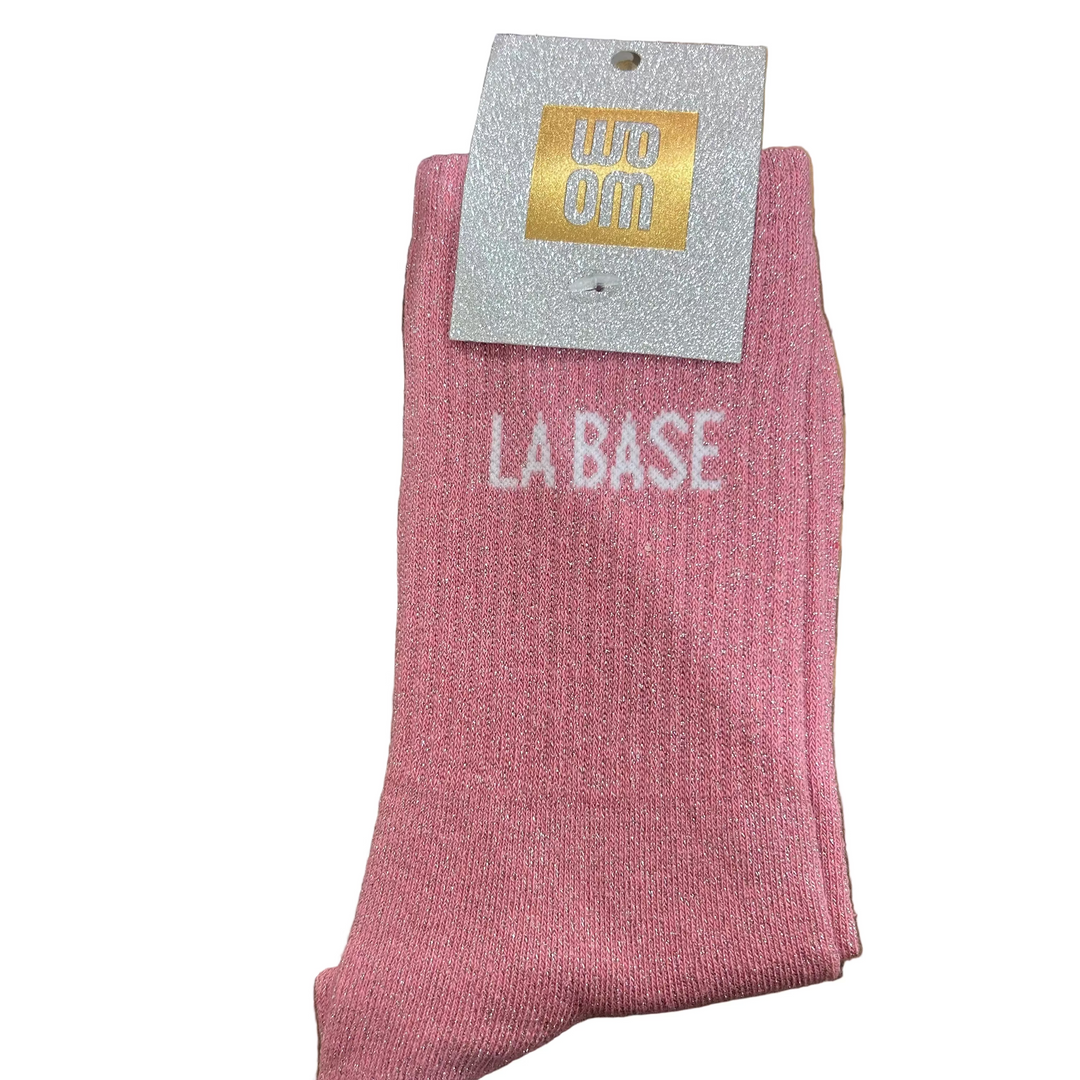 Chaussettes à Paillettes "La Base" Rose Bubble