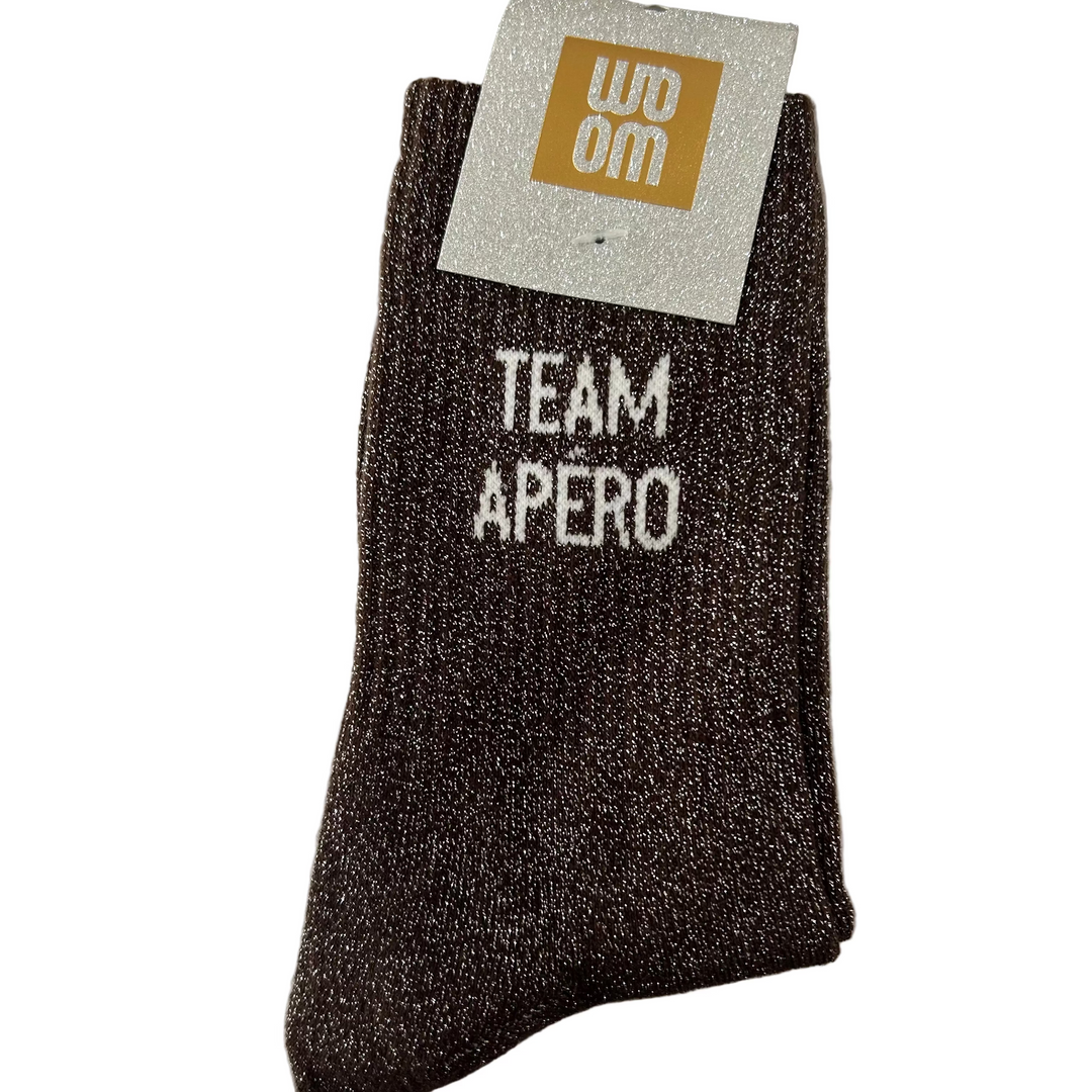 Chaussettes à Paillettes "Team Apéro" Moka Glow