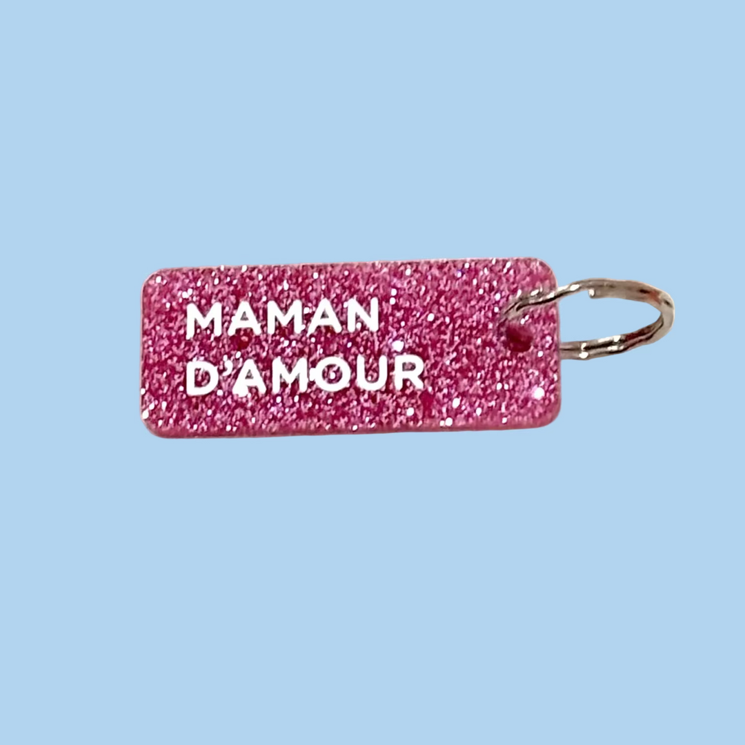 Porte-clés à paillettes - Maman d’amour