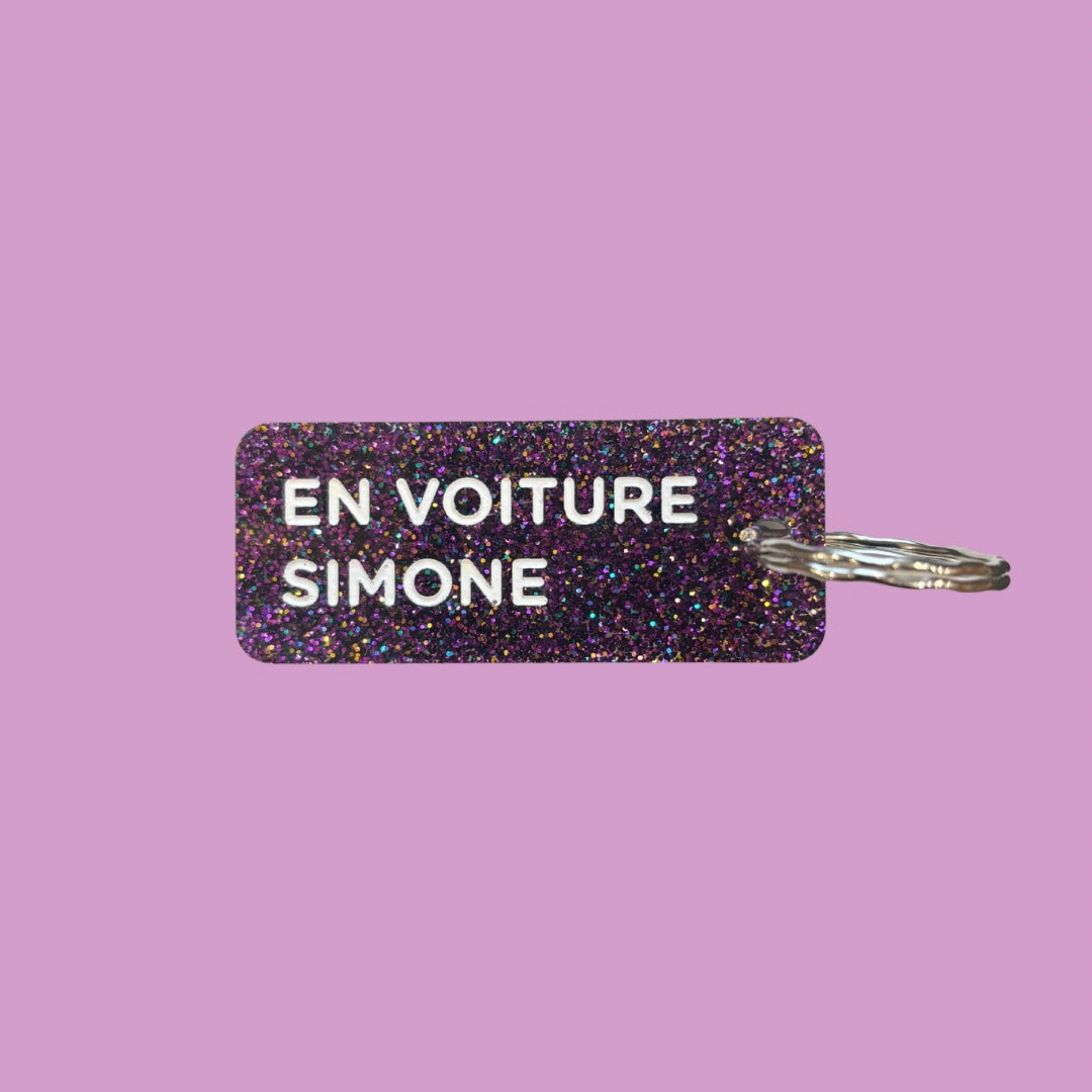 Porte-clés à paillettes - EN VOITURE SIMONE