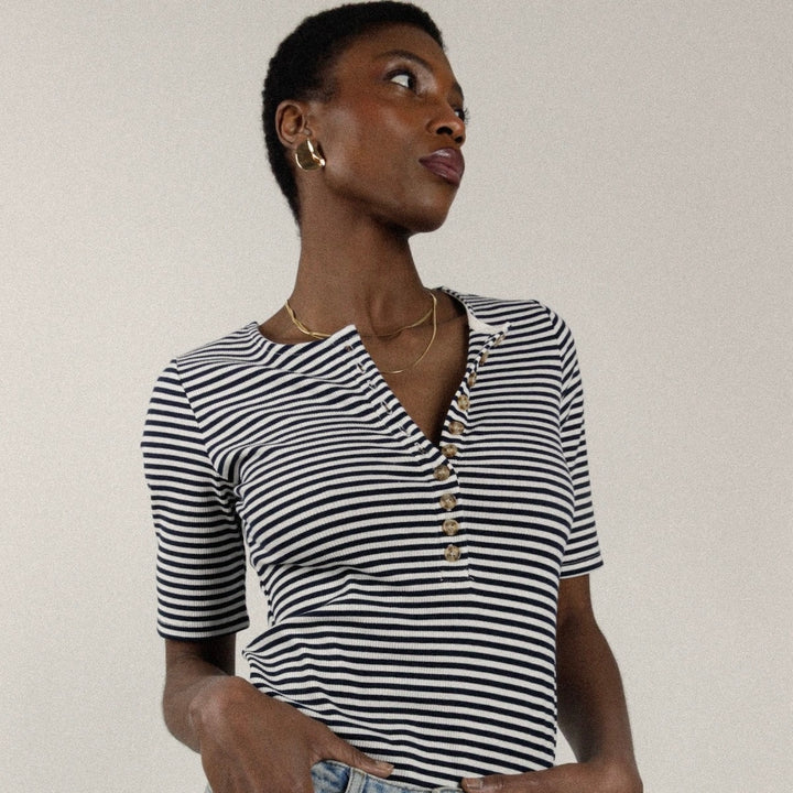 T-shirt rayé en coton - Romane