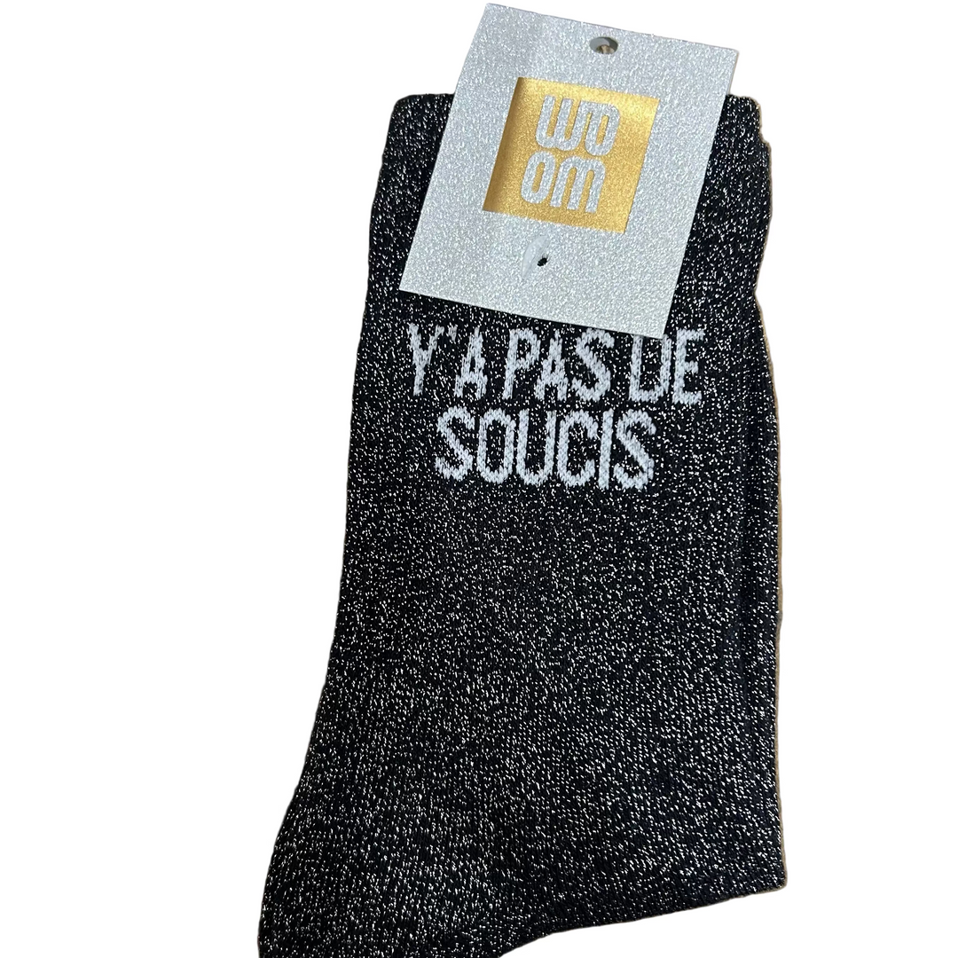 Chaussettes à Paillettes "Y'a Pas de Soucis" Noir