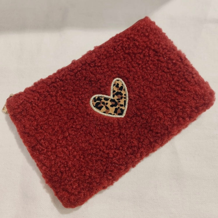 Trousse - Coeur Teddy bordeaux