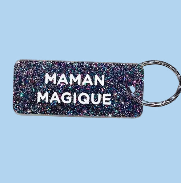 Porte-clés à paillettes - Maman magique