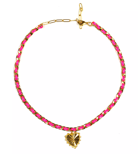 Collier couture - Rose fluo