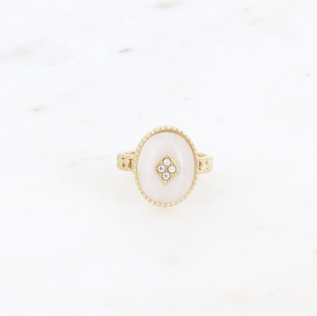 Bague Moka - quartz blanc