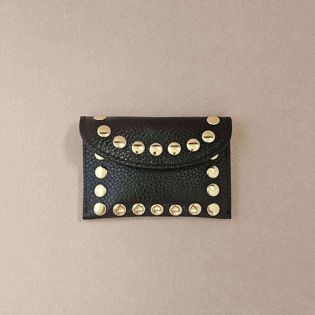 Porte-carte cuir clouté Rock - Couleur au choix