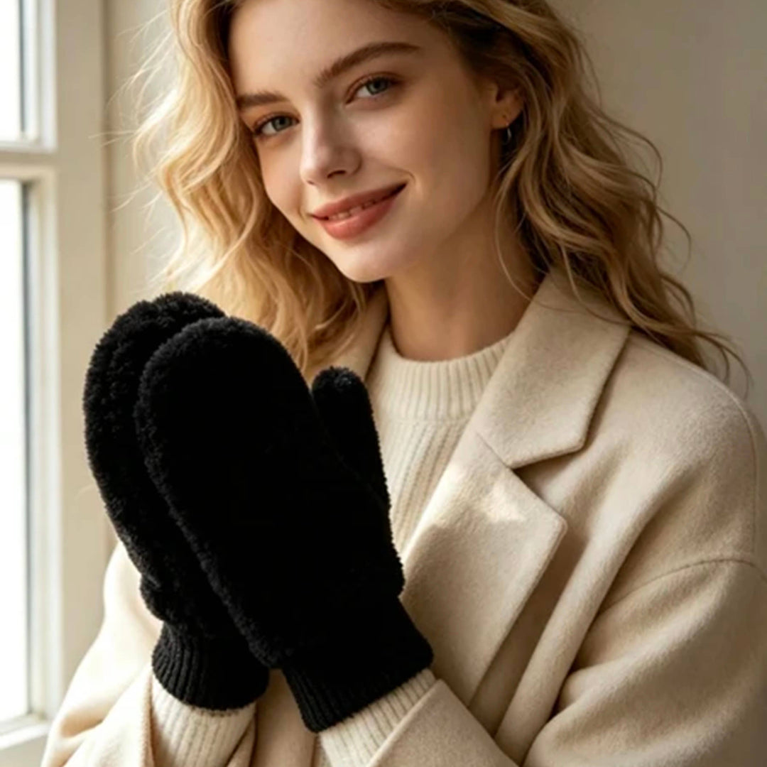 Moufles en polaire teddy Noir