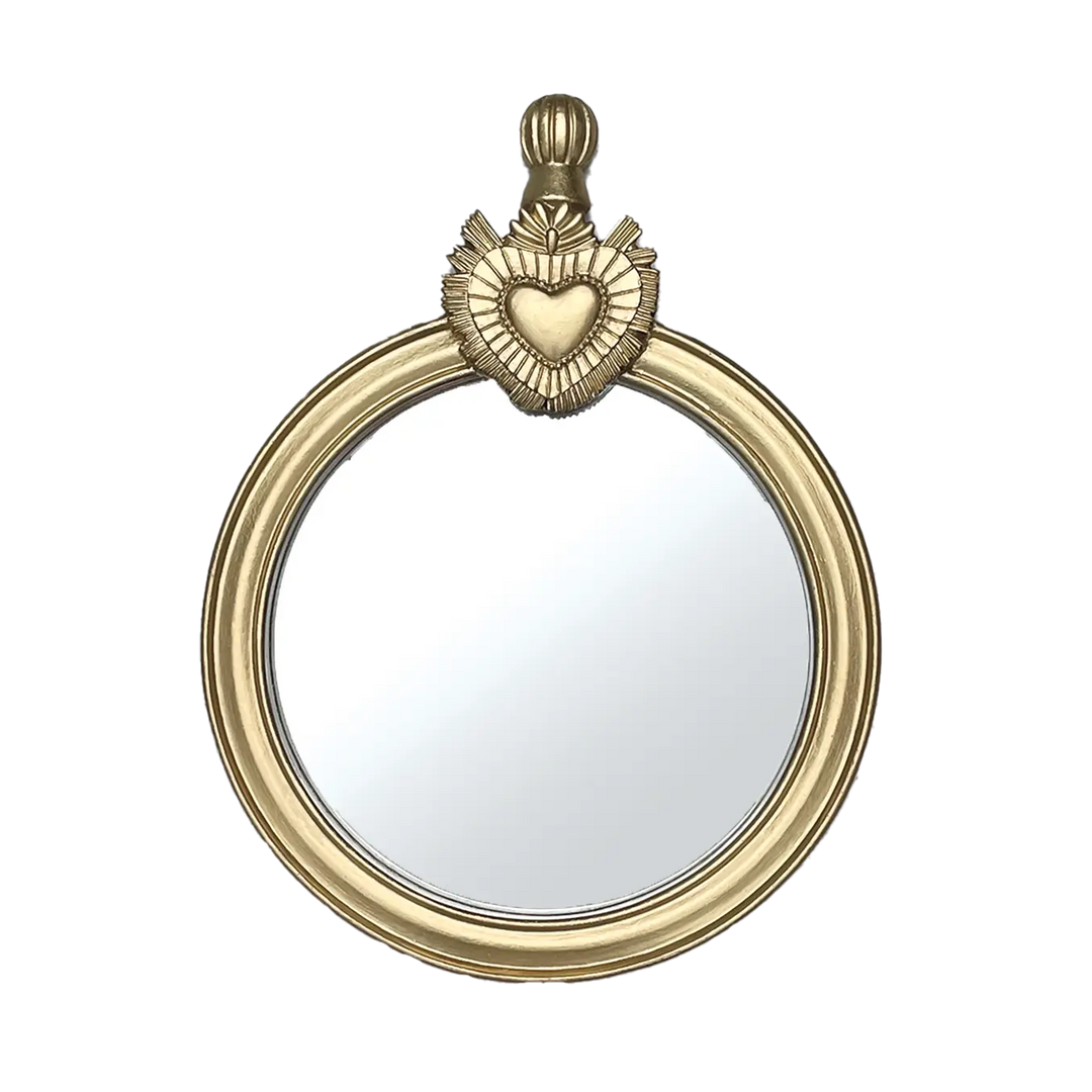 Miroir ex-voto rond doré