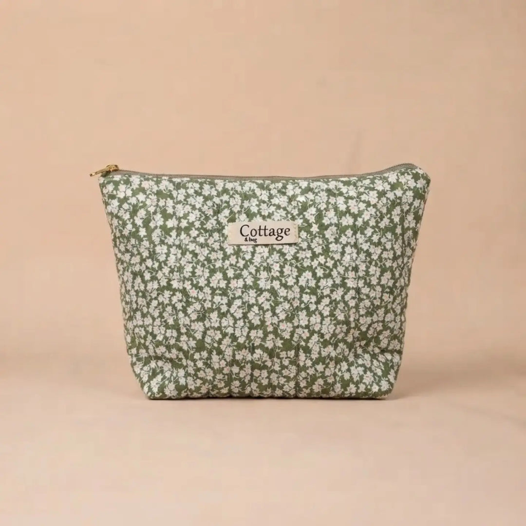 Trousse de maquillage coton verte
