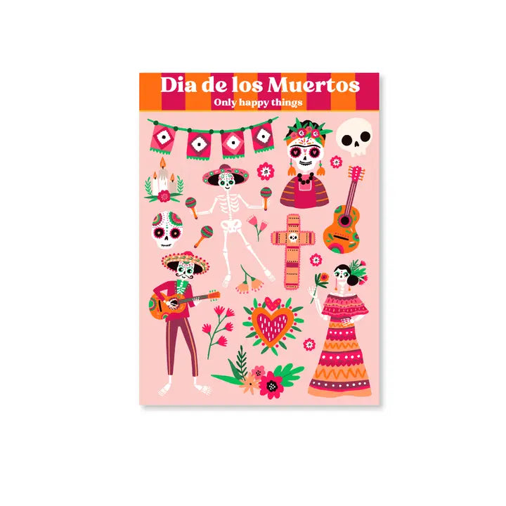 Feuille d'autocollants Dia de los Muertos