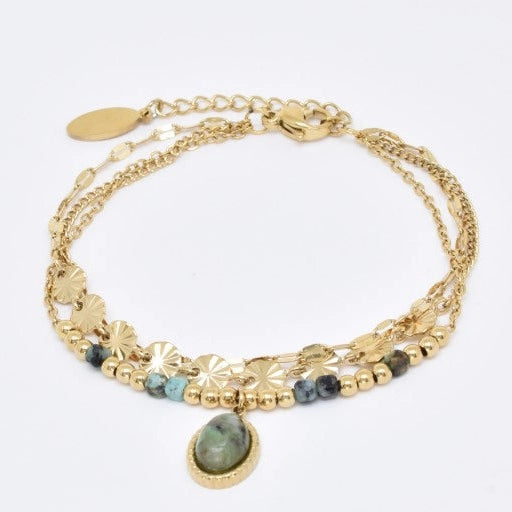 Bracelet doré - Manon Turquoise Africaine