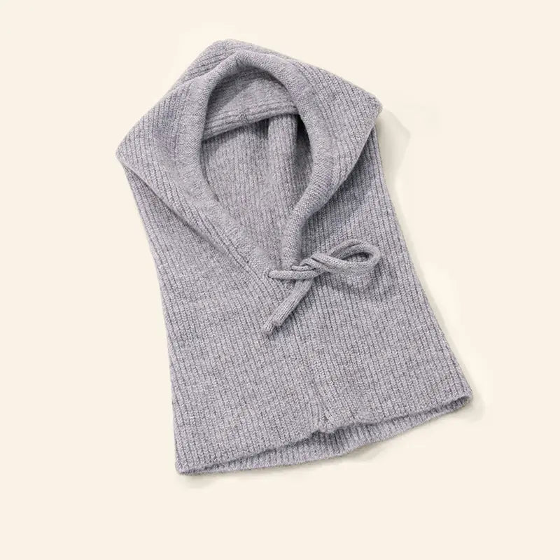 Cagoule Gris en laine à nouer