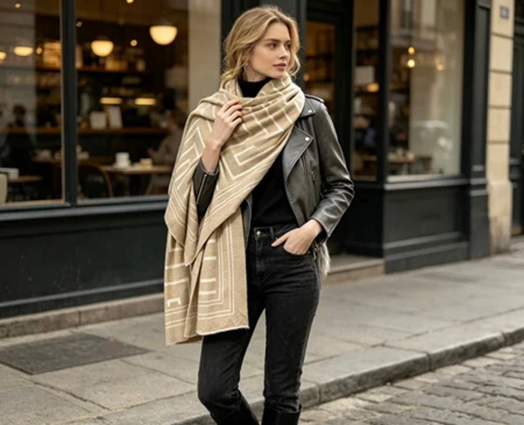 Écharpe Géométrique Beige