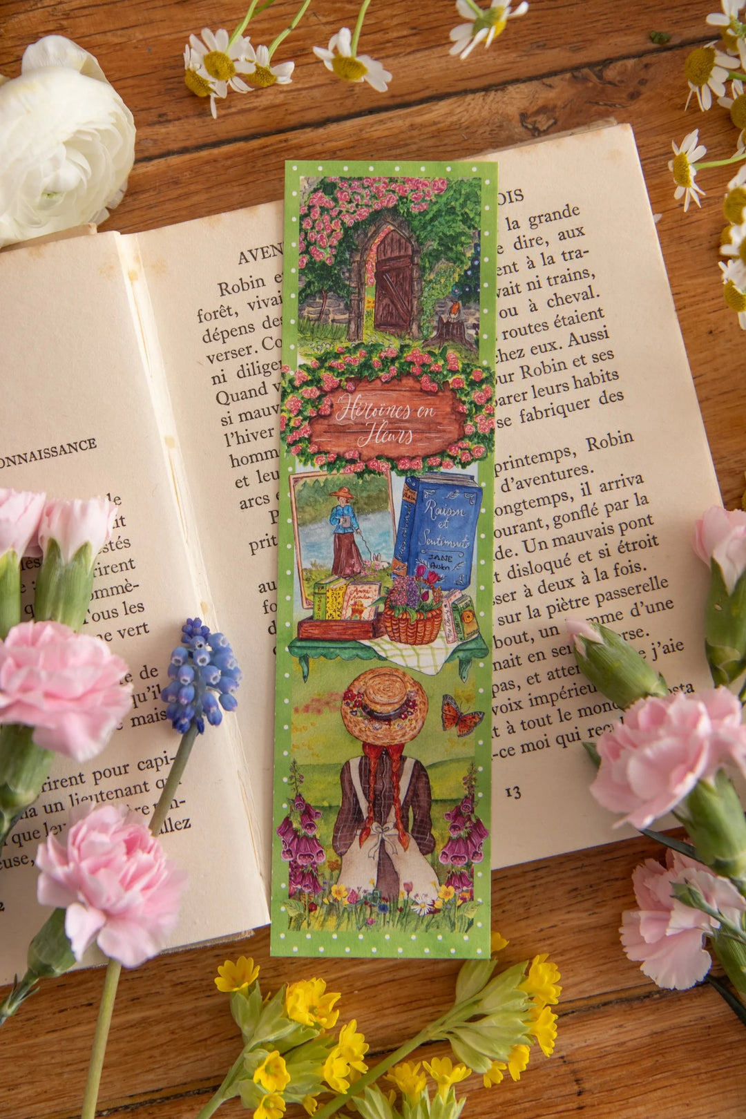 Marque pages Printemps - Héroine en fleurs