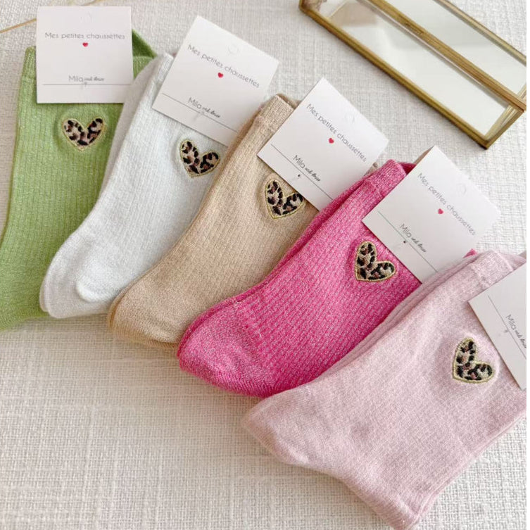 Chaussettes Coeur léopard