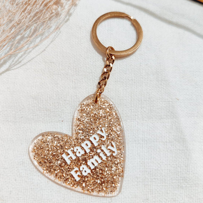 Porte-clés à paillettes - Happy Family